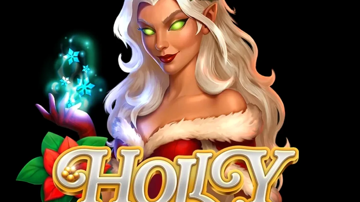 Visual festivo e aconchegante do slot Holly em um cenário de floresta invernal